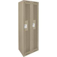 Clean Line Lockers, Bank of 2, 24" x 15" x 72", Steel, Beige, Rivet (Assembled), Perforated Sécurité Médic