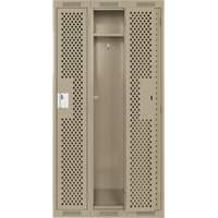 Clean Line Lockers, Bank of 3, 36" x 12" x 72", Steel, Beige, Rivet (Assembled), Perforated Sécurité Médic