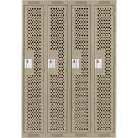 Clean Line Lockers, Bank of 4, 48" x 15" x 72", Steel, Beige, Rivet (Assembled), Perforated Sécurité Médic
