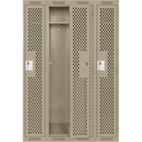 Clean Line Lockers, Bank of 4, 48" x 15" x 72", Steel, Beige, Rivet (Assembled), Perforated Sécurité Médic