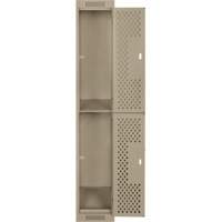 Clean Line Lockers, 2 -tier, 12" x 12" x 72", Steel, Beige, Rivet (Assembled), Perforated Sécurité Médic