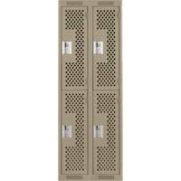 Clean Line Lockers, 2 -tier, Bank of 2, 24" x 12" x 72", Steel, Beige, Rivet (Assembled), Perforated Sécurité Médic