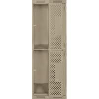 Clean Line Lockers, 2 -tier, Bank of 2, 24" x 12" x 72", Steel, Beige, Rivet (Assembled), Perforated Sécurité Médic