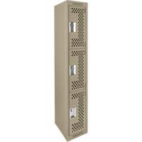 Casiers Clean Line, 3 niveaux, 12" x 12" x 72", Acier, Beige, Rivet (assembl&eacute;), Perfor&eacute; Sécurité Médic