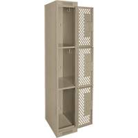Casiers Clean Line, 3 niveaux, 12" x 12" x 72", Acier, Beige, Rivet (assembl&eacute;), Perfor&eacute; Sécurité Médic