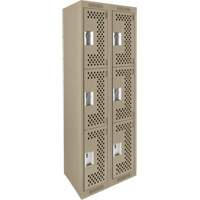Casiers Clean Line, 3 niveaux, Bloc de 2, 24" x 12" x 72", Acier, Beige, Rivet (assembl&eacute;), Perfor&eacute; Sécurité Médic