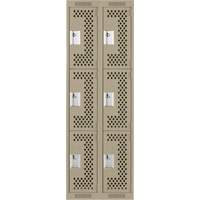 Casiers Clean Line, 3 niveaux, Bloc de 2, 24" x 12" x 72", Acier, Beige, Rivet (assembl&eacute;), Perfor&eacute; Sécurité Médic