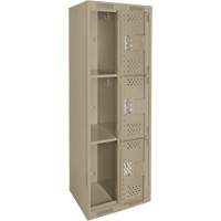 Casiers Clean Line, 3 niveaux, Bloc de 2, 24" x 12" x 72", Acier, Beige, Rivet (assembl&eacute;), Perfor&eacute; Sécurité Médic