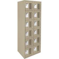 Clean-Line Perforated Lockerette, 6 -tier, Bank of 2, 15" x 72" x 12", Steel Sécurité Médic
