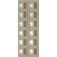 Clean-Line Perforated Lockerette, 6 -tier, Bank of 2, 15" x 72" x 12", Steel Sécurité Médic
