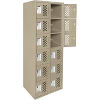 Clean-Line Perforated Lockerette, 6 -tier, Bank of 2, 15" x 72" x 12", Steel Sécurité Médic