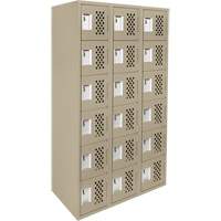 Clean-Line Perforated Lockerette, 6 -tier, Bank of 3, 15" x 72" x 12", Steel Sécurité Médic