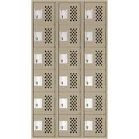 Clean-Line Perforated Lockerette, 6 -tier, Bank of 3, 15" x 72" x 12", Steel Sécurité Médic