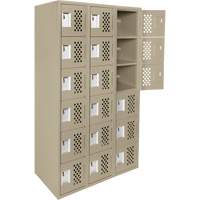 Clean-Line Perforated Lockerette, 6 -tier, Bank of 3, 15" x 72" x 12", Steel Sécurité Médic
