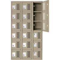 Clean-Line Perforated Lockerette, 6 -tier, Bank of 3, 15" x 72" x 12", Steel Sécurité Médic