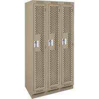 Casiers Clean Line, Bloc de 3, 36" x 18" x 76", Acier, Beige, Rivet (assembl&eacute;), Perfor&eacute; Sécurité Médic