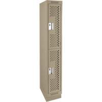 Casiers Clean Line, 2 niveaux, 12" x 15" x 76", Acier, Beige, Rivet (assembl&eacute;), Perfor&eacute; Sécurité Médic
