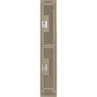 Casiers Clean Line, 2 niveaux, 12" x 15" x 76", Acier, Beige, Rivet (assembl&eacute;), Perfor&eacute; Sécurité Médic