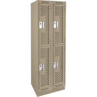 Casiers Clean Line, 2 niveaux, Bloc de 2, 24" x 15" x 76", Acier, Beige, Rivet (assembl&eacute;), Perfor&eacute; Sécurité Médic