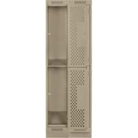 Casiers Clean Line, 2 niveaux, Bloc de 2, 24" x 15" x 76", Acier, Beige, Rivet (assembl&eacute;), Perfor&eacute; Sécurité Médic