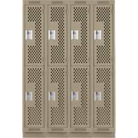 Casiers Clean Line, 2 niveaux, Bloc de 4, 48" x 15" x 76", Acier, Beige, Rivet (assembl&eacute;), Perfor&eacute; Sécurité Médic