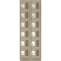 Clean-Line Perforated Lockerette, 6 -tier, Bank of 2, 15" x 72" x 12", Steel Sécurité Médic