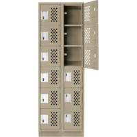 Clean-Line Perforated Lockerette, 6 -tier, Bank of 2, 15" x 72" x 12", Steel Sécurité Médic