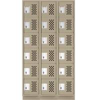 Clean-Line Perforated Lockerette, 6 -tier, Bank of 3, 12" x 72" x 12", Steel Sécurité Médic