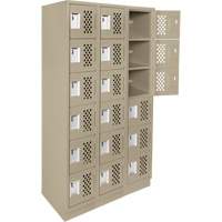 Clean-Line Perforated Lockerette, 6 -tier, Bank of 3, 12" x 72" x 12", Steel Sécurité Médic