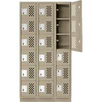 Clean-Line Perforated Lockerette, 6 -tier, Bank of 3, 12" x 72" x 12", Steel Sécurité Médic