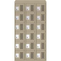 Clean-Line Perforated Lockerette, 6 -tier, Bank of 3, 12" x 72" x 12", Steel Sécurité Médic