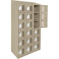 Clean-Line Perforated Lockerette, 6 -tier, Bank of 3, 12" x 72" x 12", Steel Sécurité Médic