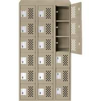 Clean-Line Perforated Lockerette, 6 -tier, Bank of 3, 12" x 72" x 12", Steel Sécurité Médic