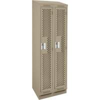 Clean Line Lockers, Bank of 2, 24" x 12" x 82", Steel, Beige, Rivet (Assembled), Perforated Sécurité Médic