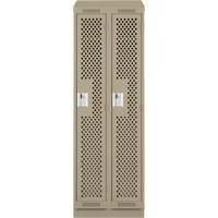 Clean Line Lockers, Bank of 2, 24" x 12" x 82", Steel, Beige, Rivet (Assembled), Perforated Sécurité Médic
