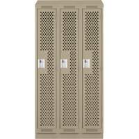 Clean Line Lockers, Bank of 3, 36" x 12" x 82", Steel, Beige, Rivet (Assembled), Perforated Sécurité Médic