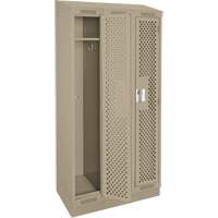 Clean Line Lockers, Bank of 3, 36" x 12" x 82", Steel, Beige, Rivet (Assembled), Perforated Sécurité Médic