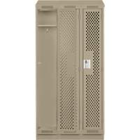 Clean Line Lockers, Bank of 3, 36" x 12" x 82", Steel, Beige, Rivet (Assembled), Perforated Sécurité Médic