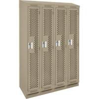 Clean Line Lockers, Bank of 4, 48" x 12" x 82", Steel, Beige, Rivet (Assembled), Perforated Sécurité Médic