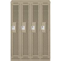 Clean Line Lockers, Bank of 4, 48" x 12" x 82", Steel, Beige, Rivet (Assembled), Perforated Sécurité Médic