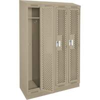 Clean Line Lockers, Bank of 4, 48" x 12" x 82", Steel, Beige, Rivet (Assembled), Perforated Sécurité Médic