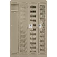 Clean Line Lockers, Bank of 4, 48" x 12" x 82", Steel, Beige, Rivet (Assembled), Perforated Sécurité Médic
