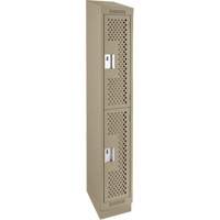 Casiers Clean Line, 2 niveaux, 12" x 12" x 82", Acier, Beige, Rivet (assembl&eacute;), Perfor&eacute; Sécurité Médic
