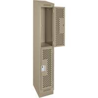 Casiers Clean Line, 2 niveaux, 12" x 12" x 82", Acier, Beige, Rivet (assembl&eacute;), Perfor&eacute; Sécurité Médic