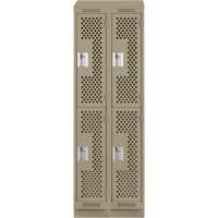 Casiers Clean Line, 2 niveaux, Bloc de 2, 24" x 12" x 82", Acier, Beige, Rivet (assembl&eacute;), Perfor&eacute; Sécurité Médic