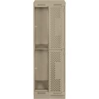 Casiers Clean Line, 2 niveaux, Bloc de 2, 24" x 12" x 82", Acier, Beige, Rivet (assembl&eacute;), Perfor&eacute; Sécurité Médic