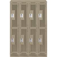 Casiers Clean Line, 2 niveaux, Bloc de 4, 48" x 12" x 82", Acier, Beige, Rivet (assembl&eacute;), Perfor&eacute; Sécurité Médic