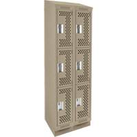 Casiers Clean Line, 3 niveaux, Bloc de 2, 24" x 18" x 82", Acier, Beige, Rivet (assembl&eacute;), Perfor&eacute; Sécurité Médic