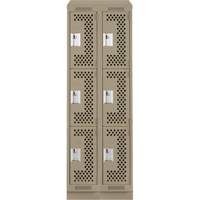 Casiers Clean Line, 3 niveaux, Bloc de 2, 24" x 18" x 82", Acier, Beige, Rivet (assembl&eacute;), Perfor&eacute; Sécurité Médic