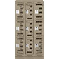 Casiers Clean Line, 3 niveaux, Bloc de 3, 36" x 18" x 82", Acier, Beige, Rivet (assembl&eacute;), Perfor&eacute; Sécurité Médic
